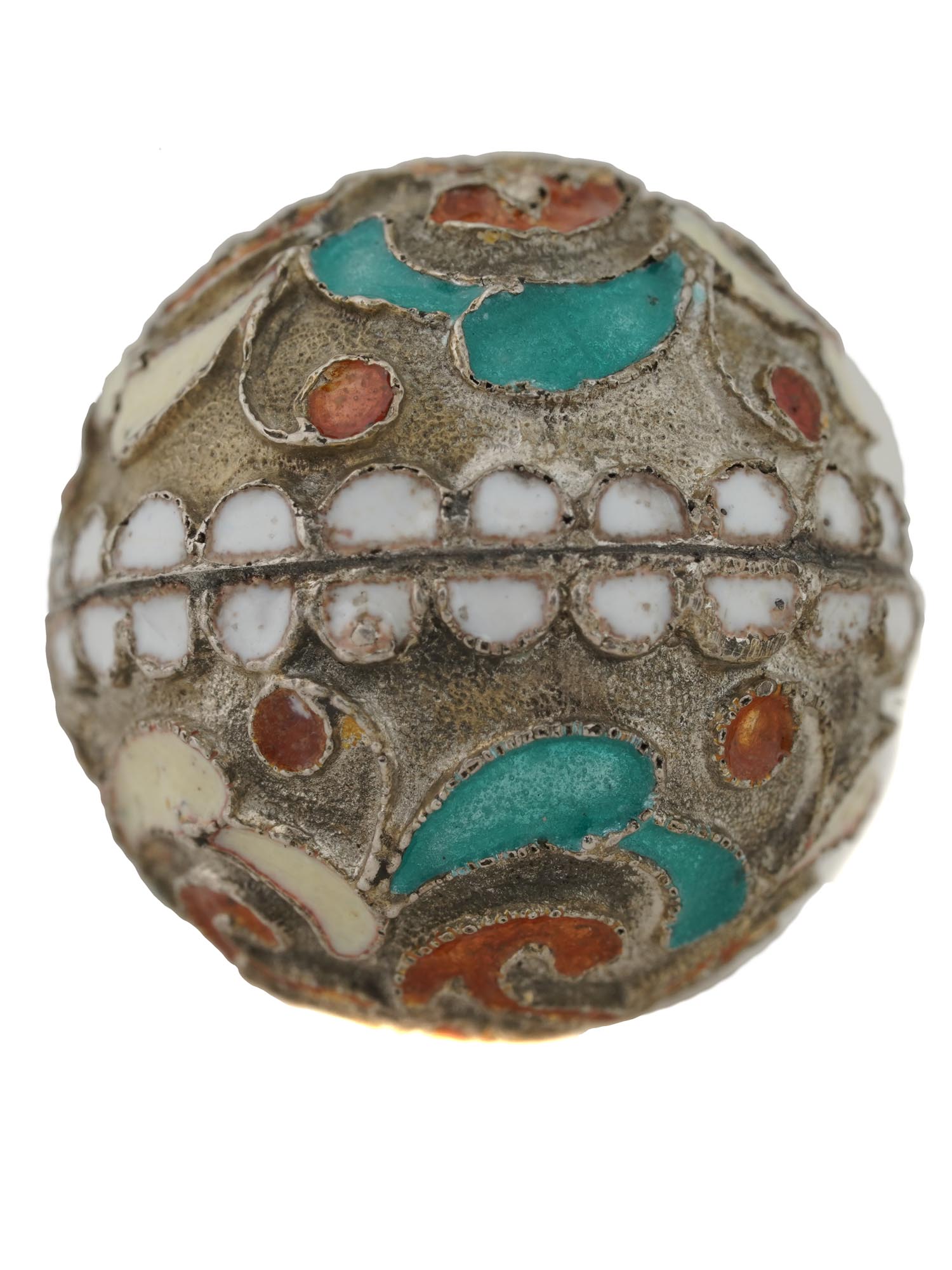 RUSSIAN GILT SILVER CLOISONNE ENAMEL EGG PENDANT PIC-5